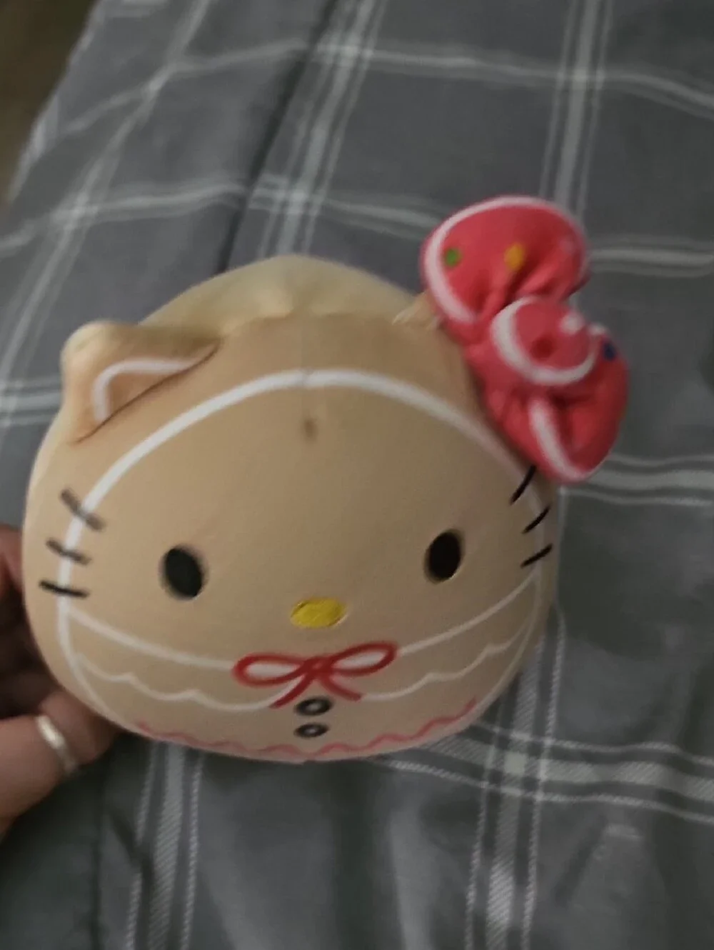 Squishmallows Beige Hello Kitty Plush with Pink Bow Accent